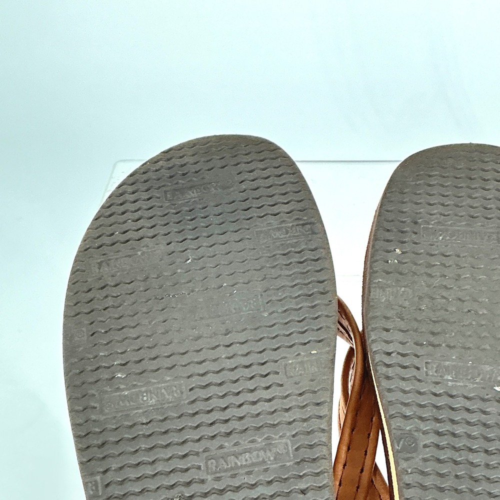 Rainbow Womens Size 9.5 Single Layer Narrow Strap Leather Flip Flop Sandal Thong - Picture 12 of 14